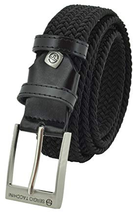 Sergio Tacchini Elastischer Geflochtener Gürtel Herren Damen, Gürtel mit Echtleder & Geschenkbox, Flechtgürtel für Jeans, Freizeit & Business