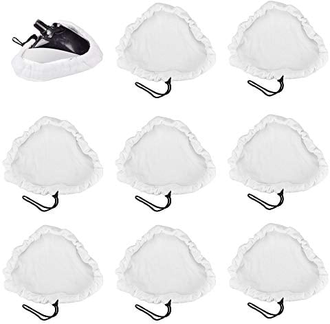 XAVSWRDE 8 Stück Dampfbesen Ersatztücher Mikrofaser Ersatztücher Waschbar Bodentücher Dreieckig Ersatzpads Dampfreiniger Dampfbesen Ersatzbezug Steam Mop Pads für Dampfreiniger(Weiß)