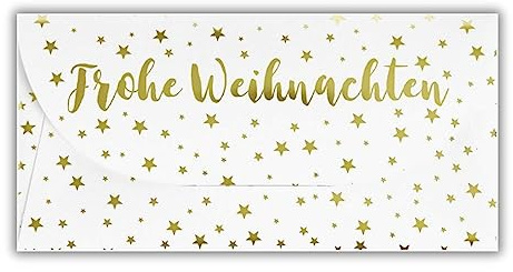 bsb Weihnachtsumschlag - Geldhülle mit Sternen - Geldkarte Weihnachten - Geldgeschenk für Weihnachten - Merry Christmas Card - Hülle in 22 x 11 cm