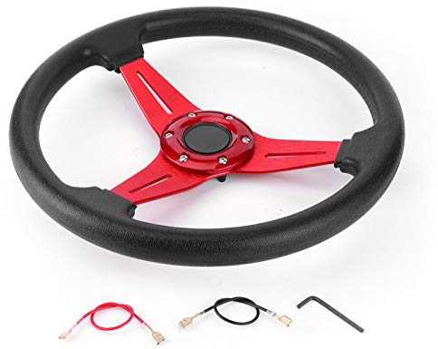 Lenkrad, 350mm 14in Racing Car Drifting Sport Nachrüstung Lenkrad Aluminiumlegierung PU Ersatz Universal Modified Accessory(rot) für Racing Lenkrad Drifting Lenkrad Sport Lenkrad 14in Lenkrad Nachrüst