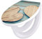 banjado Familien WC Sitz mit Absenkautomatik 44,5x37cm / Klodeckel/Klobrille mit Kindersitz aus hochwertigem Polypropylen/Toilettensitz Kindersitz integriert Motiv Holz Herzen