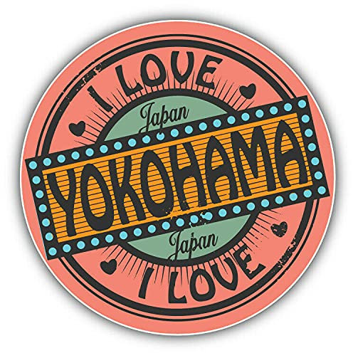 20cm! Hochwertiger Kühlschrank-Auto-Aufkleber Sticker Cartoon Comic Ich liebe I love Yokohama Japan Reise UV&Waschanlagenfest Decal