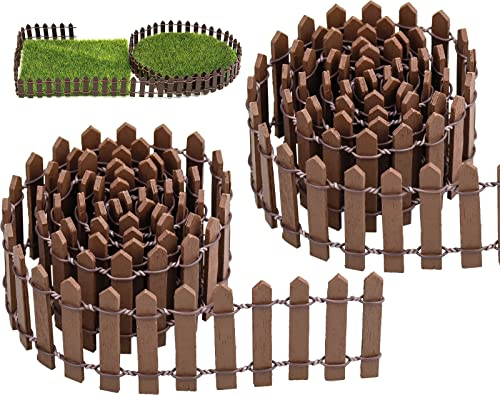 BLUESEABUY 2 Pcs Mini Recinzione per Giardino 90 * 5CM Staccionata Legno in Miniatura per Ornamenti da Giardino Fatato Albero Natale Casa delle Bambole DIY Decorazione (Marrone)