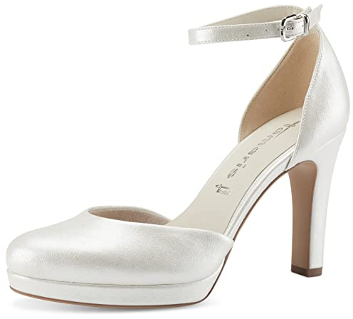 Tamaris Damen Riemchen Pumps, Frauen Absatzschuhe,TOUCHit-Fußbett,stoeckelschuhe,Ausgehschuhe,Abendschuhe,Court Shoes,high Heels,Pearl,42 EU