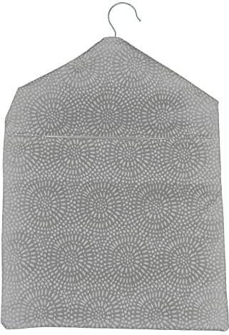 Jolee Fabrics Premium Oilcloth Peg Bags with Wooden Hanger - Large Waterproof Peg Bag, Clothes Clip Storage Perfect for Any Washing Line(Grey Spiro)