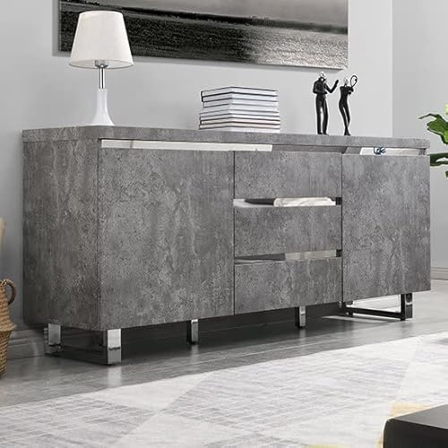 Sydney Large Sideboard With 2 Door 3 Drawer In Concrete Effect