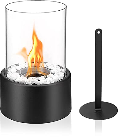 VA-Cerulean Tischkamin,Tragbarer Bioethanolkamin,Glaskamin mit Edelstahl Brennkammern Löschgerät,Heizung Tisch-Dekofeuer für Indoor Outdoor Balkon,Terrasse Bar(Typ A)