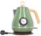 1.7L Bollitore Elettrico Caldaia Ad Acqua Calda Riscaldatore Interno In Acciaio Inox Retro Grana Del Legno Protezione Bollitore A Secco Bollitore Elettrico Domestico(Verde)