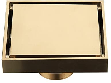Carré Caniveau De Douche Tout en Cuivre Or Brossé Drain De Sol avec Filtre Noyau Intérieur Caché Carré Épaissi Toilette Salle De Bains Machine À Laver Balcon