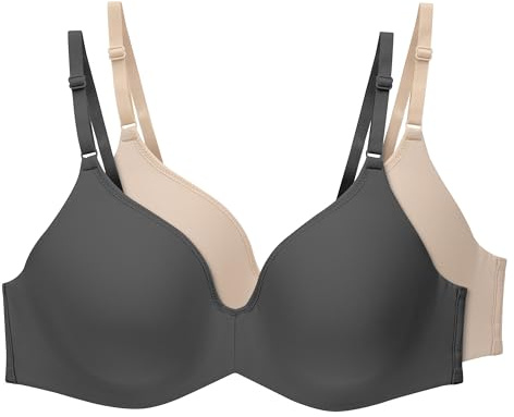 Hanes Women's T-Shirt Bra, Invisible Look Underwire Bra, Adjustable Bra for Women, 2-Pack