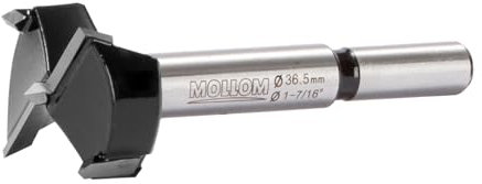 Mollom 36,5mm (1-7/16) Forstnerbohrer mit langlebiger YG8 Hartmetall-Dicke von 2,0mm für präzise Holzbearbeitung. Ideal für Hartholz, Kunststoff und Sperrholz