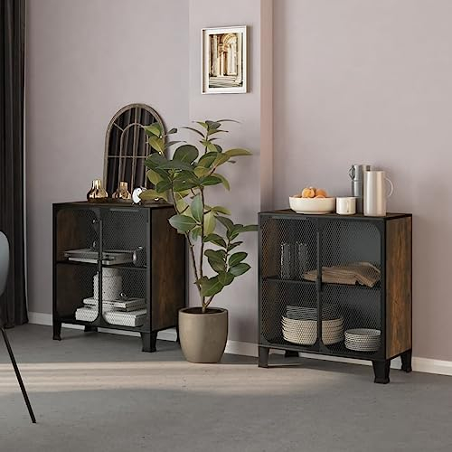 CKioict Küchenschrank Büroschrank Materialschrank Aufbewahrungsschränke 2 STK. Rustikal Braun 72x36x82 cm Metall und MDFfür Flur Schlafzimmer Wohnzimmer Esszimmer