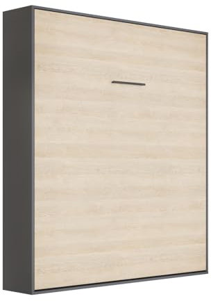 SMARTBett Schrankbett M1 160x200 Vertikal Anthrazit/Kaiser Eiche Klappbett