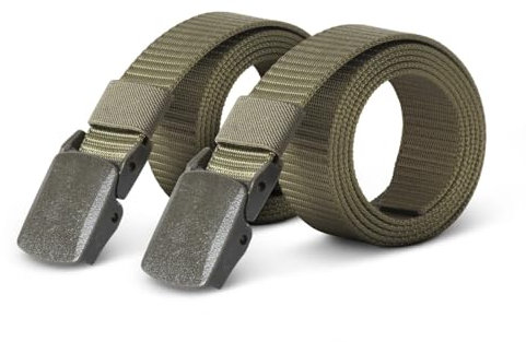 Bestlivings hemmy Canvas Unisex Stoffgürtel (2er Pack) 130cm x 3,8cm, Verstellbarer Arbeitsgürtel ohne Löcher - Kunststoffschnalle - Gürtel für Damen und Herren