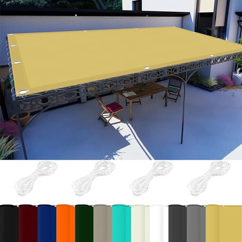 Filet d'ombrage avec Oeillets et Cordons 3 x 5 m 98% UV Protection,Polyester, Toile d'ombrage Auvent Imperméable avec Oeillets avec Cordons pour Pergola, Fleurs, Patio Lawn., Couleur Crème