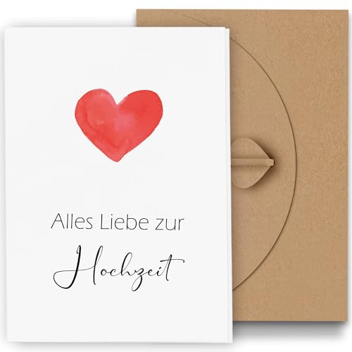 Premium Hochzeitskarte mit Hochwertigem Umschlag - karte Hochzeit Glückwunsch, Glückwunschkarte Hochzeit Edel Personalisiert stabile Grußkarte Schöne Hochzeit Geschenke für Brautpaar Klein(12x17cm)