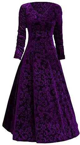 Abiti da donna da festa in velluto abiti casual da donna eleganti a mezza manica - abiti da donna lunghi con scollo a V abiti da sera da donna eleganti abiti da donna abiti casual intelligenti, Viola,