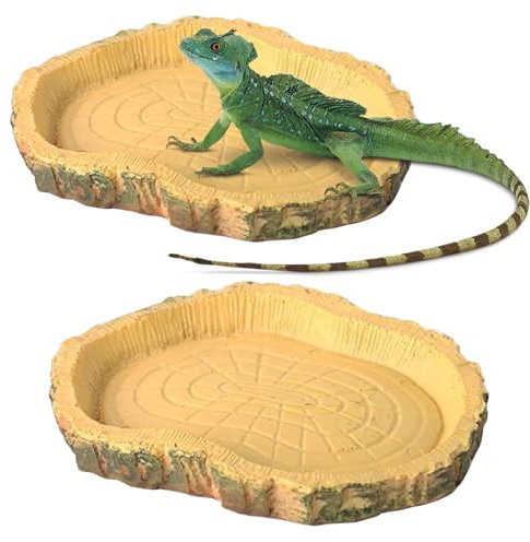 jushion LandschildkröTen ZubehöR,2 Stücke Reptilien Wasserschale, Futterschale,Terrarium Trinkschale für Hamster,Geckos, Vogelspinnen, Bartagamen, Schildkröten, Landschildkröten