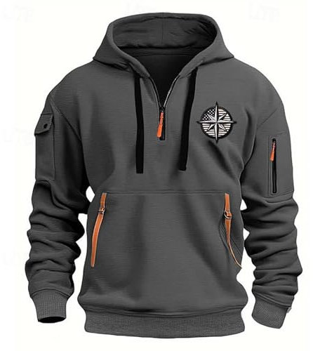 Oversize Pullover Herren, Herren Hoodie Übergrößen Solid Zip Warehouse Deal Sweatjacke Herren Ohne Kapuze Jogging Warme Sport Zipper Jacke Dunkelgrau L