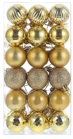 Amosfun 36Stücke Teiliges Weihnachtsball Dekor Hochwertige Weihnachtskugeln aus Langlebigem Kunststoff für Baum Party und Festliche Dekoration Farbenfroh und Vielseitig Einsetzbar