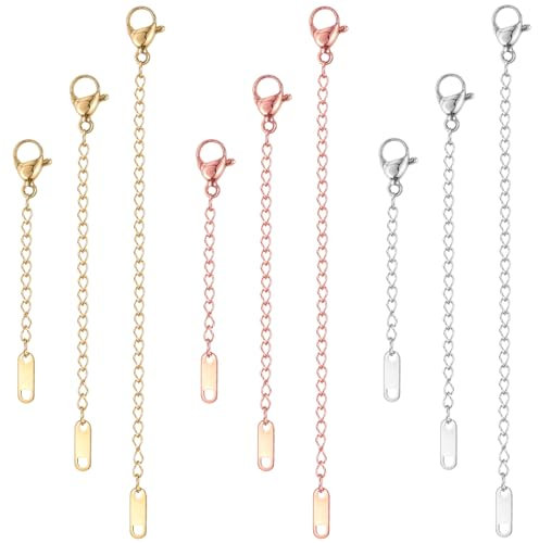 Aiyorse 9 Pcs Necklace Extender, Chain Extenders for Necklaces Necklace Extender Chain Set for Women Premium Stainless Steel Jewelry Bracelet Anklet Necklace (Gold/Silver/Rose Gold, 5/10/15cm)