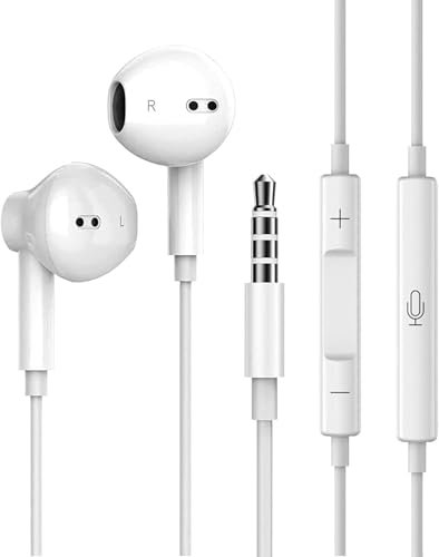In Ear kopfhörer mit Kabel in Ear kopfhörer Kabel Ohrhörer mit Mikrofon und Lautstärkeregler Headset mit 3.5mm Kopfhörern für iPhone Samsung iPad Pod Huawei Android Smartphone Laptop MP3 MP4 Players