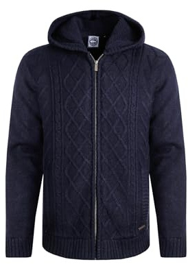 Weird Fish Brodhi Borg Lined Cable Knit Full Zip Hoodie Midnight Size XL. (Jumper/Sweater/Fleece)