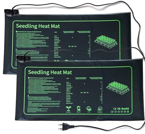 EWENYS Heizmatte Pflanzen Graphen, Wärmematte für Sämling Germination, IP67 Wasserdichtes 20W Temperatur Heizkissen Mat Wärmer Bett Matte für Anzucht Gewächshaus oder Growbox (53 * 25 cm, 2 Stück)