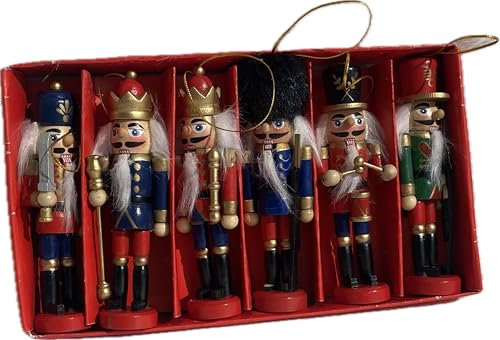 Colgantes de árbol de Navidad, 12,7 cm de alto, soldados cascanueces de Navidad, juego de 6, decoraciones colgantes