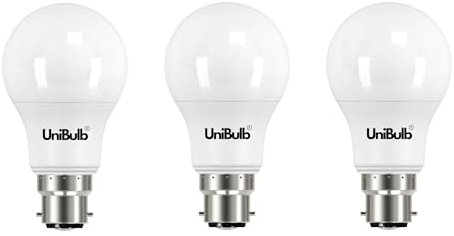 Unibulb B22 GLS Bayonet 4.2W Energy Efficient LED Light Bulb, 470 Lumens, 2700K Warm White, 40W Equivalent, 25,000hr Life, Non-Dimmable, Pack of 3