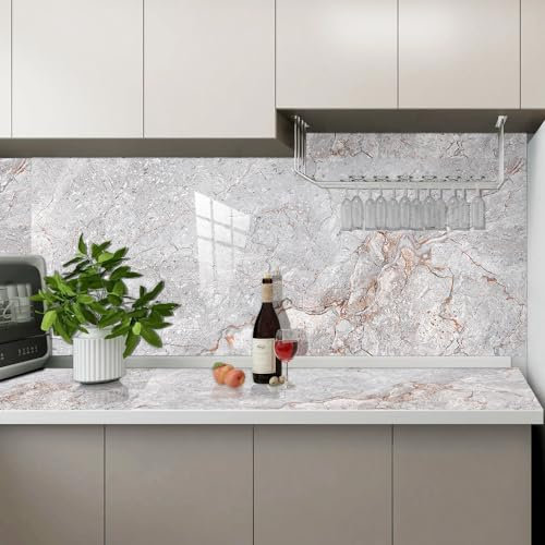 Klebefolie Möbel Grauer Rosa Marmor Möbelfolie Wasserdicht Selbstklebende Tapete Schlafzimmer Wandverkleidung for Living Room Mustertapete Dekorative Wallpaper Self Adhesive 2P (45x100 cm)