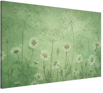 Magnettafel Pinnwand für Magnete Blumen Floral Magnetboard - Magnetwand Made in Germany - Blumenwiese Aquarell Notiztafel grün Küche Flur Büro Visionboard WBMT_7356 (60x40cm)