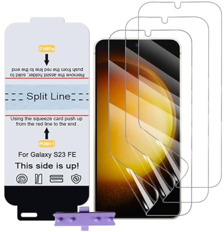 3 Piezas Películas de Hidrogel para Samsung Galaxy S23 FE, TPU Protector Pantalla Flexible, 0.15mm HD Transparente, Reparación Automática [no vidrio templado]