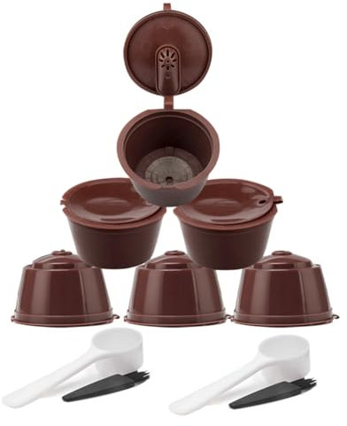 Bumiva Ensemble de 6 Pièces pour Machine à Café avec Capsule de Café Rechargeable, Cuillère et Brosse de Nettoyage, Filtre de Haute Qualité.
