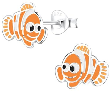 Monkimau Mädchen Ohrringe Clown Fish | Ohrstecker aus 925 Sterling Silber | Kinderohrringe hypoallergen