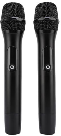 NIZUUONE Système de Micro Dynamique sans Fil Karaoke Wireless Microphone Singing Mic sans Fil avec jusqu'à 30 M de Transmission Multi-fréquence pour la Maison Stéréo Extérieure