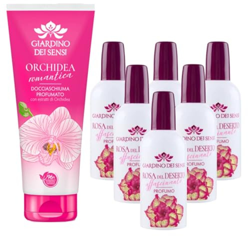 Giardino Dei Sensi Rosa Del Deserto Affascinante – Profumo Donna Spray 100 ml + Doccia Schiuma 100 ml In Omaggio – Fragranza delicata, set completo per un rituale di bellezza (Rosa Del Deserto 6)