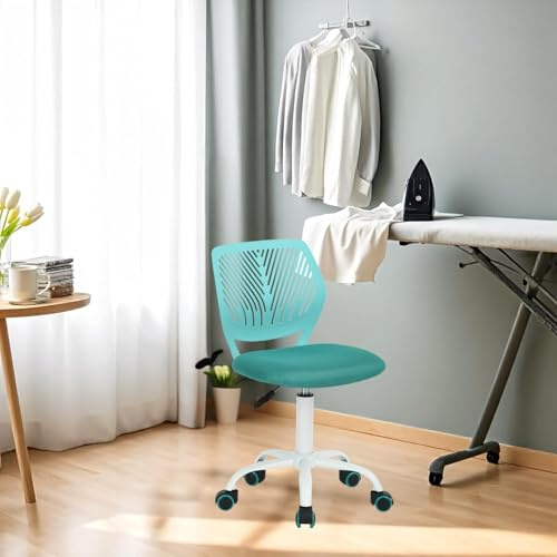HOMYLIN 1 Stück Bügelstuhl mit Rollen, Ergonomischer höhenverstellbarer Stuhl, Perfekt für Bügelszene, Waschküche, Nähzimmer, Türkis