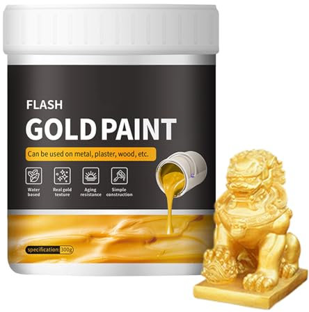 Peinture dorée à la dorure liquide - peinture artisanale métallique pour la céramique en verre en bois, revêtement de finition à haute forme | Look en or brossé élégant, art de bricolage et utilisatio