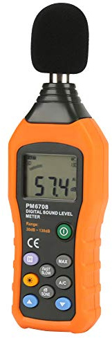 Gonetre PEAKMETER PM6708 LCD Digital Audio Dezibel Schallpegel Messgerät Tester Profession Ell Tragbares Genaues Schall Messgerät für Heimkino-Kranken Häuser Konferenz Hallen Orange