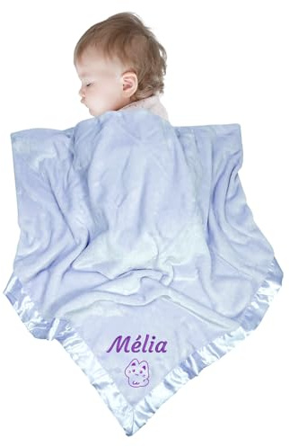 FENGHUO Personalisierte Babydecke für Jungen, 100 * 100cm, Personalisierte Babydecke mit gesticktem Namen/Datum/Muster, Willkommensgeschenk zur Babyparty