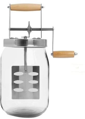 Agmoctz - Batidora de mantequilla de cristal de 1,5 L, gran capacidad de 52 onzas líquidas, batidora de mantequilla de manela, tarro, batidora de mantequilla