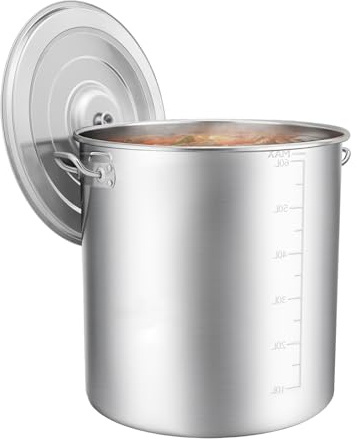Olla de 70 litros con tapa y asas, de acero inoxidable, gran capacidad, universal, de acero inoxidable, para guisar, asar, mantener el calor