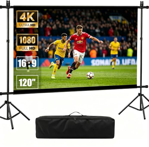 Leinwand Beamer Outdoor, 120 Zoll Beamer Leinwand mit Stativ | 266 x 148 cm Faltbare Projektor-Leinwand mit Ständer, Outdoor-Filmleinwand für Gartenkino, Heimkino, Camping, Partys, Büros
