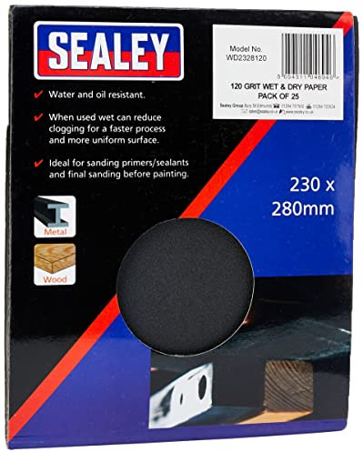 Sealey WD2328120 Wet & Dry Paper 230 x 280mm 120Grit Pack of 25