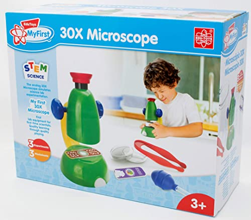 EDU-TOYS Mein erstes Mikroskop - 30x Mikroskop für Kleinkinder mit bebildertem Handbuch in Deutscher Sprache Kindermikroskop