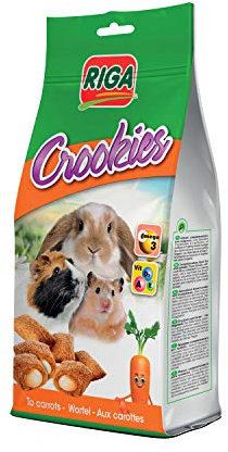 Riga - Crookies aux Carottes - Biscuits Croustillants pour Lapins Nains, Cochons d'Inde et Petits Rongeurs - Riche en Vitamines et Oméga 3 - 50 g