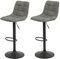 Hela Tische, 2er Set Barhocker Bistrohocker Yvonne, Microfaser Grau, Trompetengestell Grau, höhenverstellbar mit Gasdruckfeder, 360° drehbar