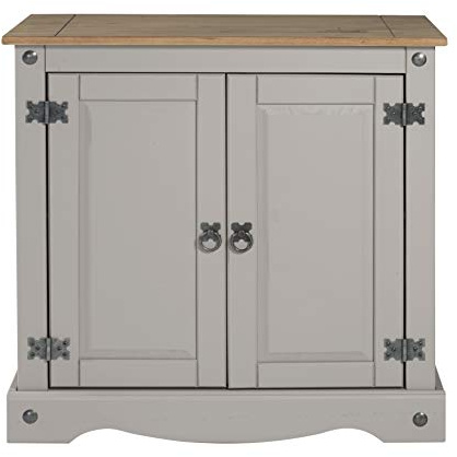 Mercers Furniture Trade Corona Grey Wax 2 Door Sideboard Cupboard Small Cabinet Solid Wood Mexican Pine Wooden Hallway Storage