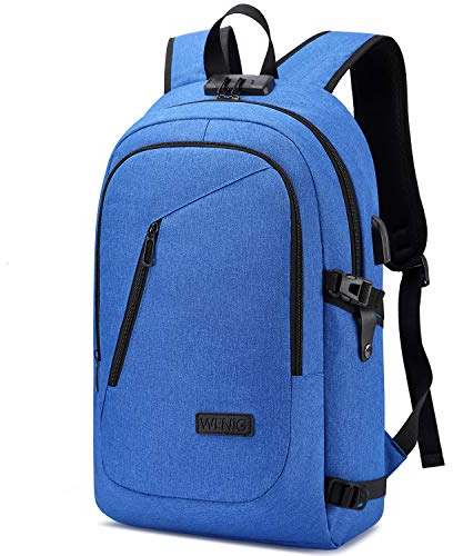 Anti-Theft Laptop Backpack,15.6Inch Business Travel Backpack Bag with Lock with USB Charging, Water Resistant College School Computer Rucksack Work Backpack Gift for Mens Womens Blue